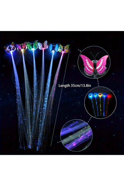 Choice 5pcs 1pc/5pcs, Colorful Butterfly Light Braids Wigs Glowing Flash LED ...