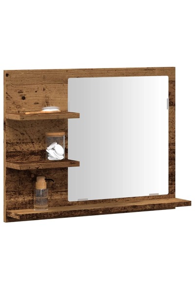 vidaxl Ντουλάπι καθρέφτη μπάνιου Παλιό ξύλο 60×10,5×45 cm