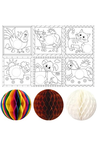 URSUS Set creativ cu hârtie tip fagure – 6 tablouri cu animale de la fermă