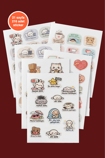 To Design Lab Günlük Modlar Sticker Seti 21 Sayfa/216 Adet Sticker Seti