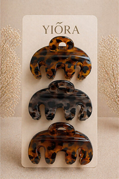 yiora 3-Piece Latch Buckle Large Size Premium Imported Acetate "Leopard"