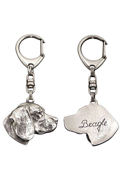 Art - Dog Beagle - Breloc placat cu argint cu câine, decorațiune pentru geant...