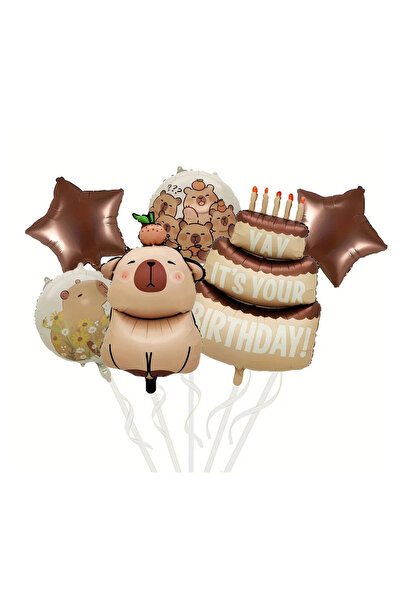 Choice8 as the picture 6PCS 1set Cartoon Animal Capybara Aluminum Foil Balloo...
