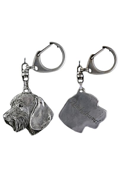 Art - Dog Dachshund III - Silver-plated key ring with dog, handbag decoration...
