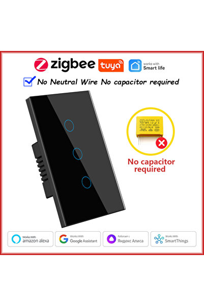 choice2 مفتاح ذكي باللمس 110-240 فولت 1211ZC-BLACK-03 يعمل بتقنية Zigbee بدون...