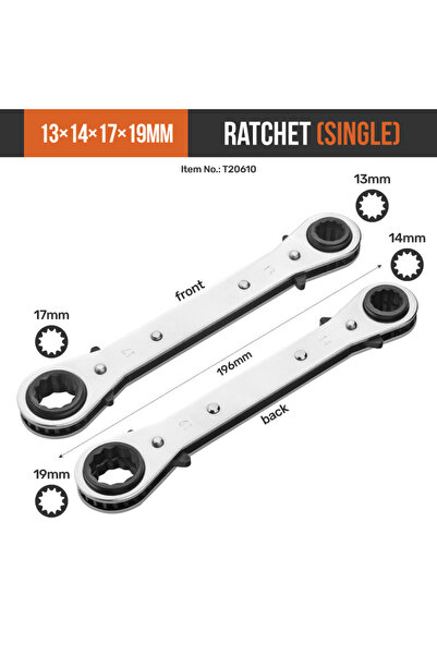 Choice3 13x14x17x19MM Hi-Spec 4-in-1 Ratchet Wrench 4 Head Sizes Adjustable S...