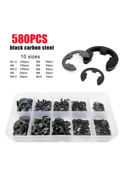 Choice 580PCS M1.5-M10 580/1000pcs Black Carbon Steel Circlip Kit M1.2 to M15...