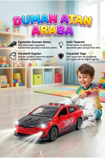 Tıfıl Toys Tesla Model X Tasarımlı Duman Atan Işıklı Müzikli 3 Düğme Fonksiyo...