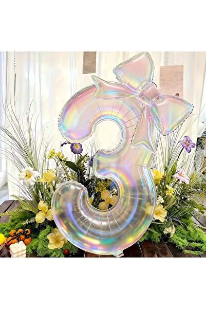 Choice3 40Inch 3 2pcs Colorful Transparent Digital Balloon 0-9 Colorful Bow B...