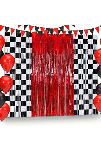 Choice 3Pcs Racing Cars 3Pcs Racing Cars Foil Fringe Streamers Red Black Whit...