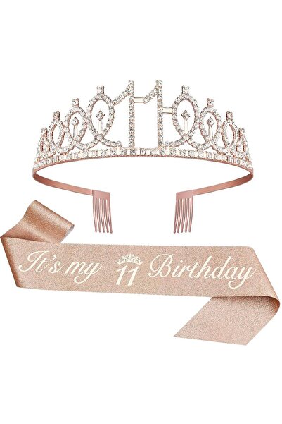 Choice1 rose gold-11 Birthday Tiara Crown Sash Women Girls 3th 4th 5th 6st 7t...