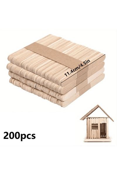 Choice3 apricot 200pcs 50/100/200 Pieces 11.4cm/4.5 inch Small Wooden Craft S...