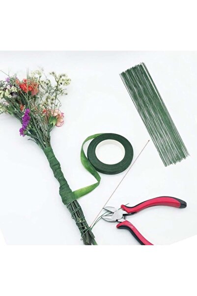 iğne izi Plastik Çiçek Yapma Teli - 40CM - 25 Adet Çiçek Yapım Teli+1 Adet Çi...