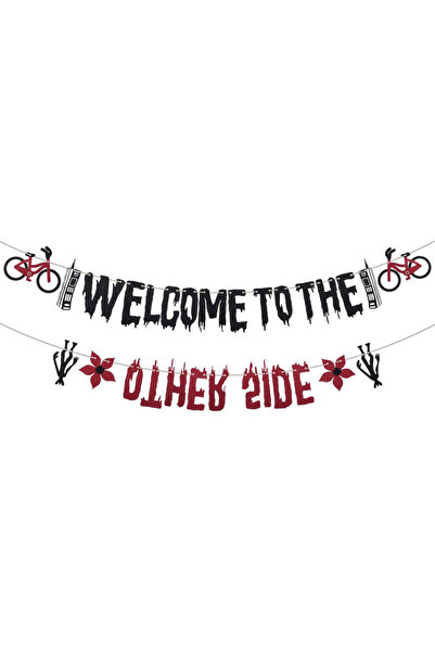 Choice black Glitter Welcome to the Other Side Banner for Birthday Party Deco...
