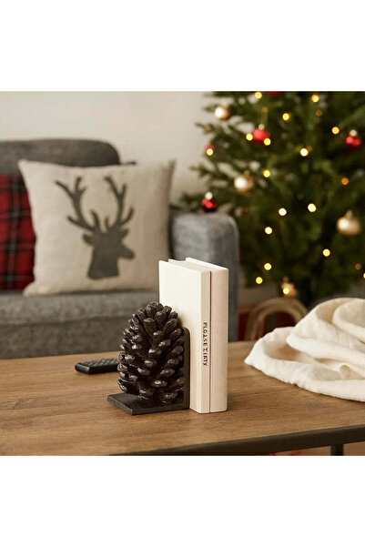 NO BRAND Frej Μεταλλικοί Βιβλιοστάτες Κουκουνάρι (Σετ 2 τεμαχίων)