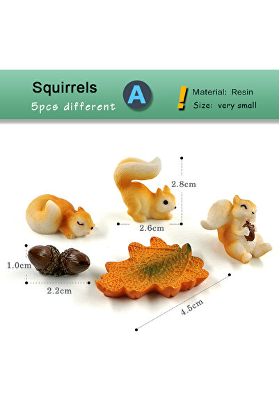 Choice1 Squirrel Set A 5pcs Squirrel Miniature Figurine Cartoon Simulated Ani...
