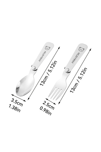 choice2 B Style 2PCS 304 Stainless Steel Folding Spoon Fork Set Reusable Dess...