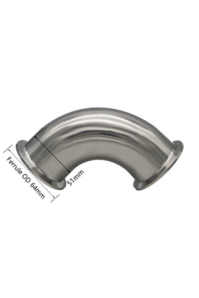 Choice1 1pc 51mm x Ferrule 64 YQBS 90 Degree Elbow Sanitary Stainless Steel 1...