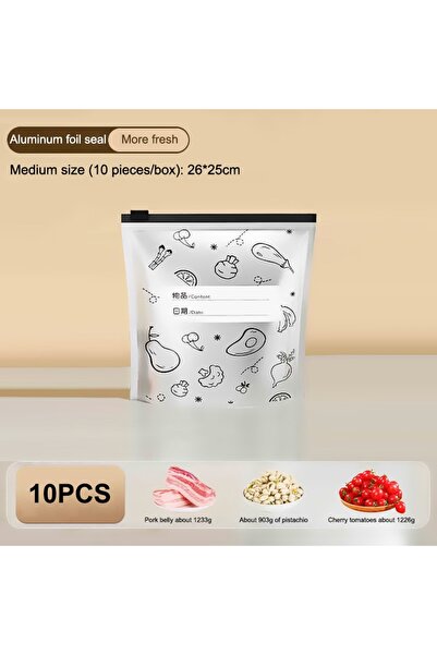 Choice1 M 10PCS 10PCS Aluminum Foil Zipper Fresh-keeping Bag Reusable Stand U...