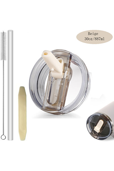 Choice1 Beige 30oz Flip Straw Lid for Stanley 2.0 Tumbler Leak Proof Lid Repl...