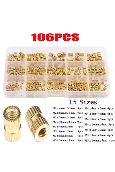 Choice 106pcs M2-M5 M2-M10 Knurled Threaded Inserts Kit - Brass & Copper Nuts...