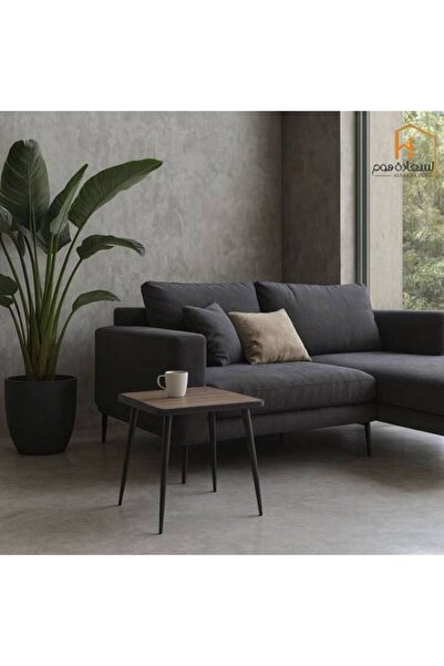 Al Saadah Home طاولة خدمة فردية من الحديد - بني وأسود - 75*80*80 سم