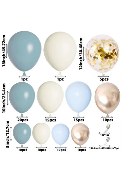 Choice Other Blue 107PCS Blue, Sand White, and Gold Latex Balloon Wreath Set,...