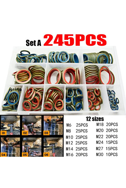 Choice1 245PCS M6-M30 100/245pcs Sealing Gasket Set Oil Drain Combined Washer...