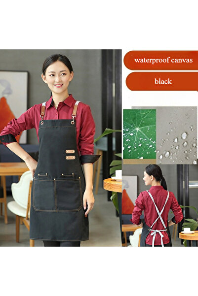 Choice Black Waterproof Kitchen Apron Oil-proof for Women Men with Large Pock...