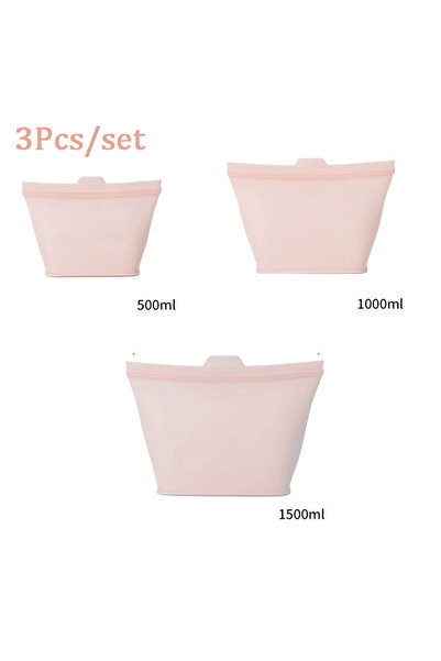Choice1 3Pcs-Light pink Greater Reusable Silicone Food Storage Bags, Stand Up...