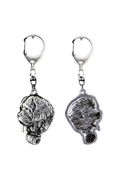 Art - Dog St. Bernard - Silver-plated key ring with dog, handbag decoration, ...