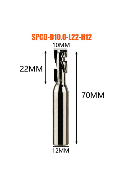 Choice SPCD-D10.0-L22-H12 Dreanique 1pc PCD Tipped Spiral Woodworking Router ...