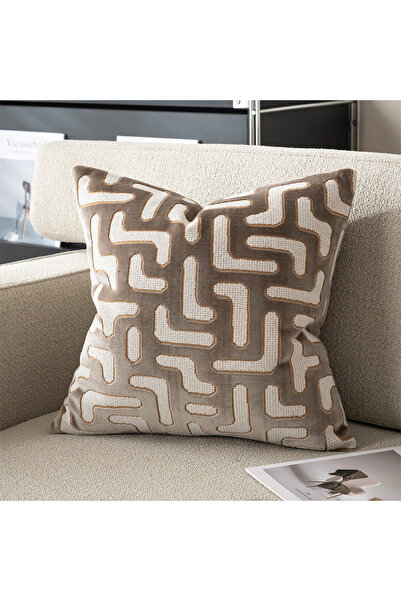 Choice4 45x45cm light coffee 1pc geometric decorative pillowcase flocked velv...