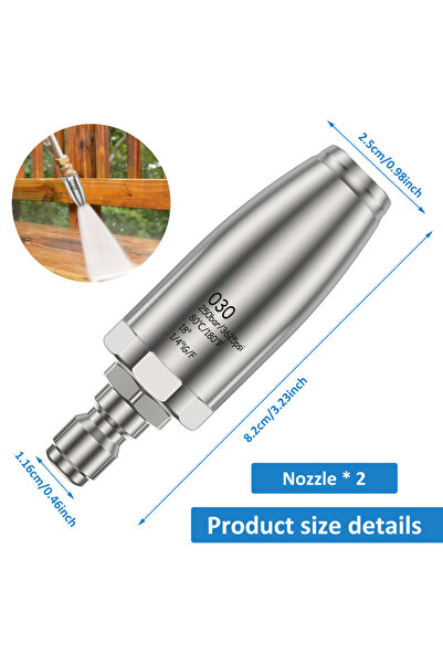 Choice 1pc grey Turbo Nozzle for Pressure Washer Stainless Steel Rotating Pre...