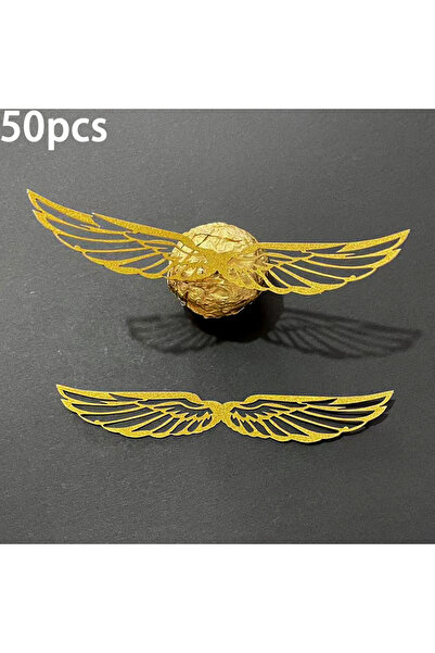 Choice 50 قطعة من زينة الكيك على شكل أجنحة ذهبية لتزيين كعكة عيد ميلاد الأولا...