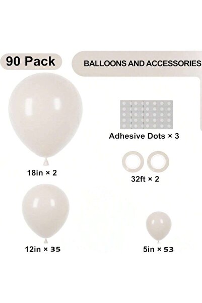 Choice 18inch 90pc set 90pc/set Sand White Different Beige Garland Arch Ballo...