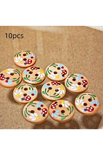 Choice 15mm 10pcs 10/30-Pack Ladybug Wooden Buttons - Cute Natural Wood Sewin...
