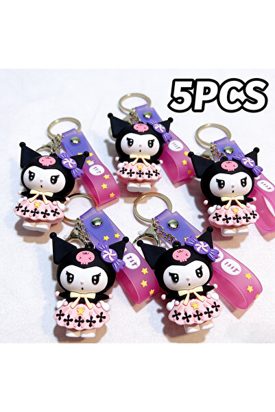 Choice4 MINISO Kuromi B(5PCS) 1/3/5PCS Cute Anime Kuromi Keychain Purple Goth...