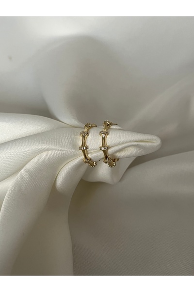 yeknova VIP 14K Gold Renginde Taşlı Kadın Kararmaz Halka Küpe