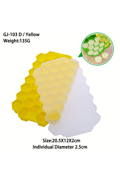 Choice6 D Yellow 1PC 37 Grid Food Grade Soft Silicone With Cover Honeycomb Ic...