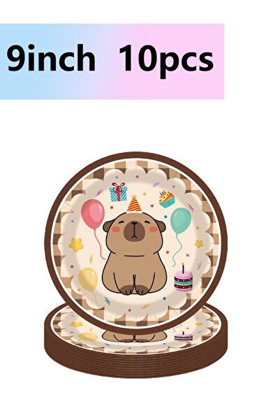 Choice6 10pcs 9in plate 10pcs Kapybara Holiday Party Theme Tableware Set Disp...