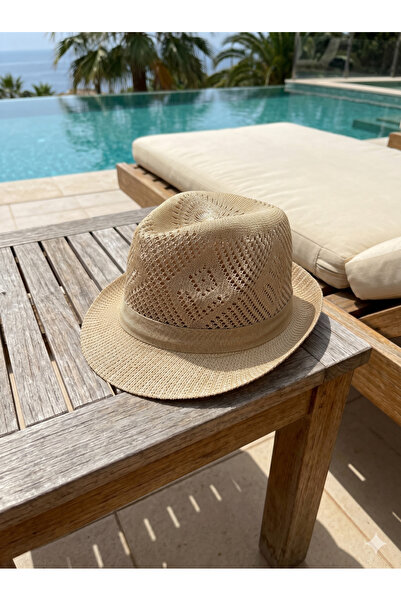 PIECE SIGNATURE Καπέλο Fedora με μοτίβο και κοντό γείσο Mercerized - Φυσικό (...