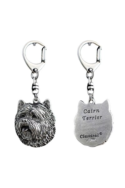 Art - Dog Cairn Terrier - Silver-plated key ring with dog, handbag decoration...