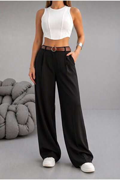 mor butik Γυναικείο υφασμάτινο παντελόνι Palazzo με ψηλή μέση, άνετη εφαρμογή...