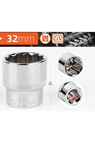 Choice10 1pc 32mm 1/2inch Drive 8-32mm Ratchet Wrench 12 Point Short Socket B...
