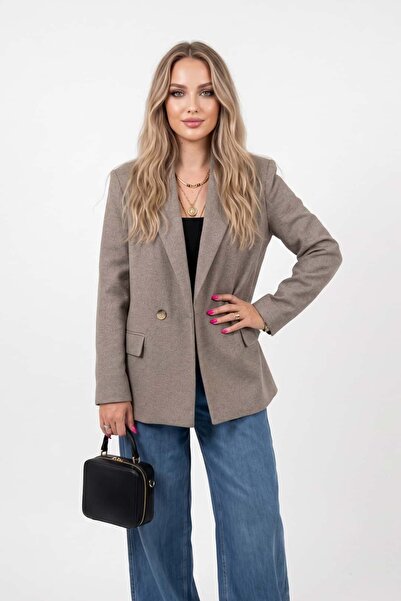 BN BUTİK Kadın Oversize Blazer Ceket - Kruvaze Yaka Şık Ofis Kombin Ceketi