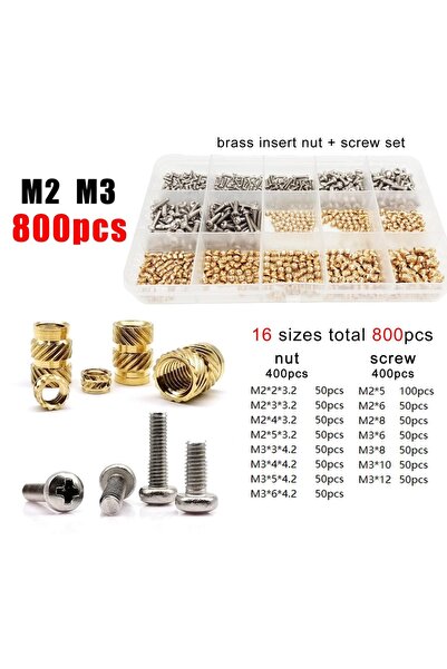 Choice M2M3 800pcs M1.4 M1.6 M2 M2.5 M3 M4 M5M6 Brass Copper Twill Knurled Th...