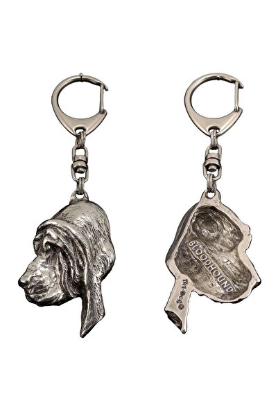 Art - Dog Bloodhound - Breloc placat cu argint cu câine, decorațiune pentru g...