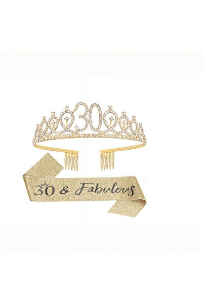 Choice9 gold-30 Birthday Tiara Crown Sash Women Girls 13th 16th 18th 21St 30T...