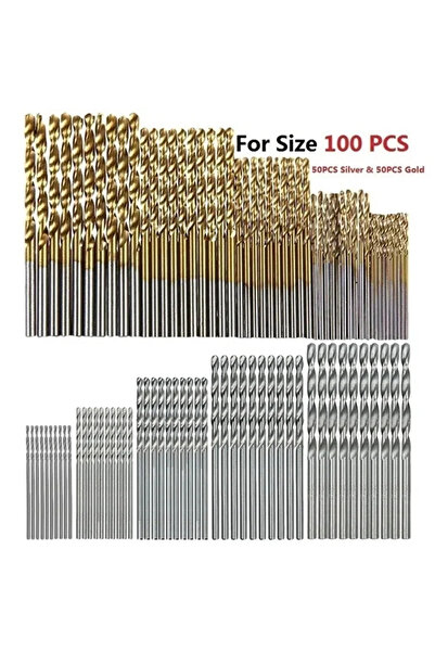 Choice 100pcs 50/100pcs HSS Titanium Coated Twist Drill Bit Set High Speed St...